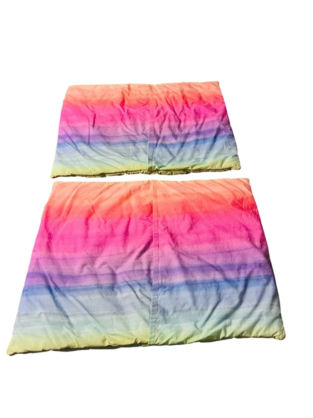 Pottery Barn Teen Set of 2 Ombre Rainbow Colors Puffy Pillow Cover